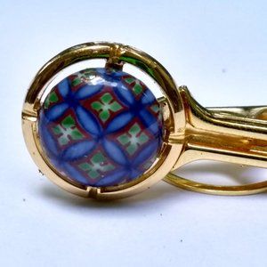 Vintage Gold Clip Hand Made Signed Bead For Necktie Lapel Necklace